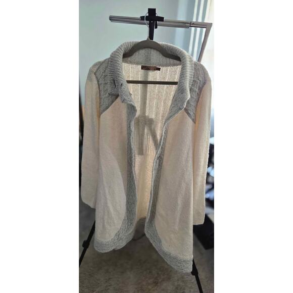 prAna Sunday River Long Cardigan Sweater Gray Cream Knit Coatigan Size Small - Picture 5 of 10
